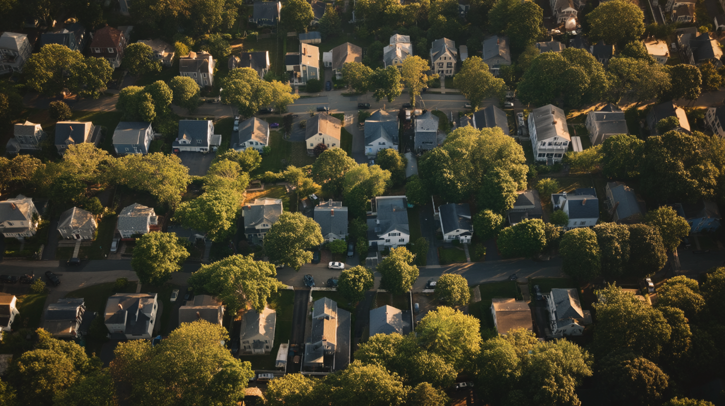 Aerial view of neighborhood